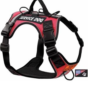No-Pull Adjustable Dog Harness with Front & Back Clip, Reflective Red, XS